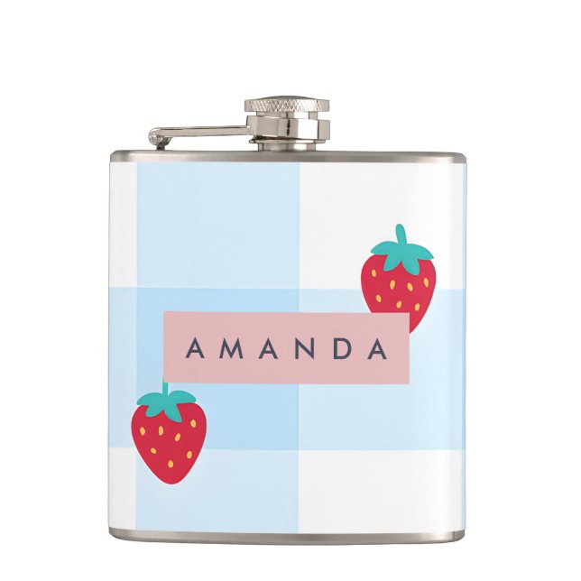 Cantil Xadrez Azul Morango Doce Personalizado (Frente)