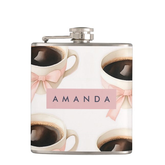 Cantil Xícara de Café Fofa Personalizada Padrão Coquette (Frente)