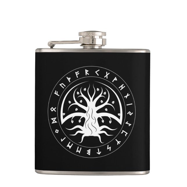 Cantil Yggdrasil Circle Runes Flask (Vinil Wrapped) (Frente)