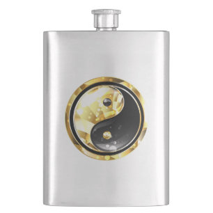 Cantil Yin Yang dourado em preto