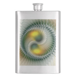 Cantil Yin Yang Verde Amarelo Abstrato Fractal