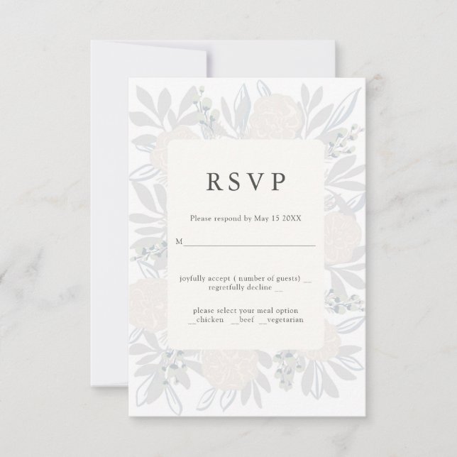 Canto das flores elegante design de RSVP de casame (Frente)