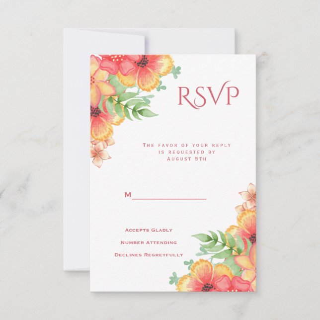 Canto de Aquarela Chic Flores RSVP para Qualquer E (Frente)