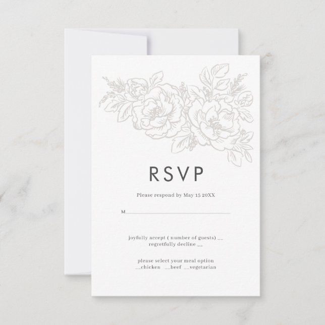 Canto de flor elegante design de RSVP de casamento (Frente)