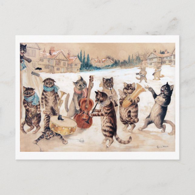 Canto de Natal, Cartão Postal de Louis Wain (Frente)
