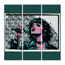 Cantor de Pop Art Rosa Azul Claro Rocker Punk Aman