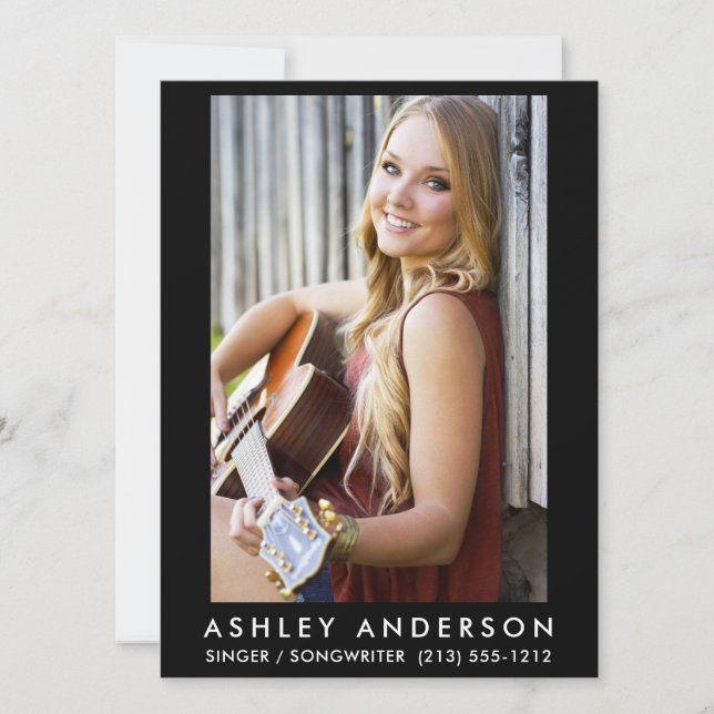 Cantor Musical Cartão com fotos Black (Frente)