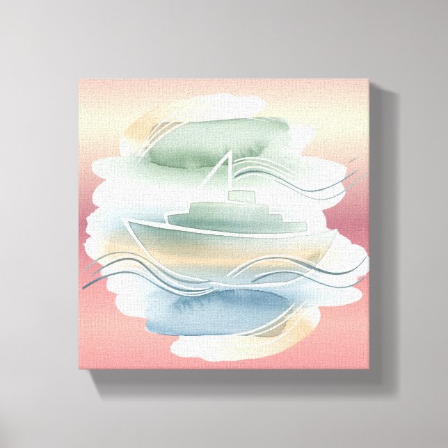 Canvas abstrato - Sandy Beige, Dusty Blue & O (Frente)