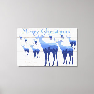 Canvas Art Blue Deer White Felry Natal