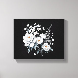 Canvas Botânica Mínima da Flor Branca Elegante