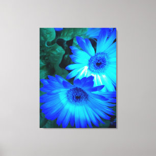 Canvas Brilliant Blue Daisies