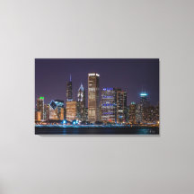 Canvas - Chicago Skyline Illinois com Night Sky