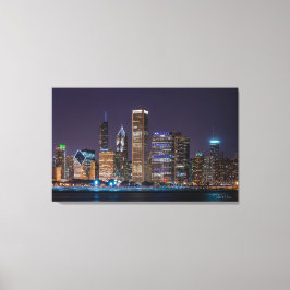 Canvas - Chicago Skyline Illinois com Night Sky