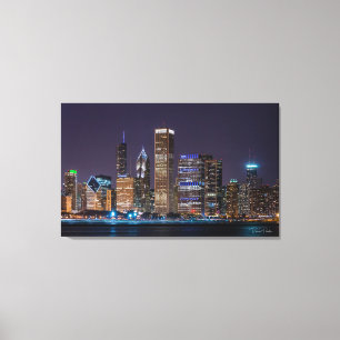 Canvas - Chicago Skyline Illinois com Night Sky