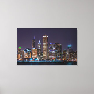 Canvas - Chicago Skyline Illinois com Night Sky