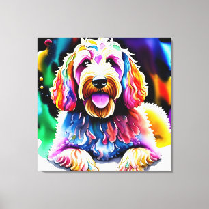 Canvas Colorida de Desenho de Goldendoodle