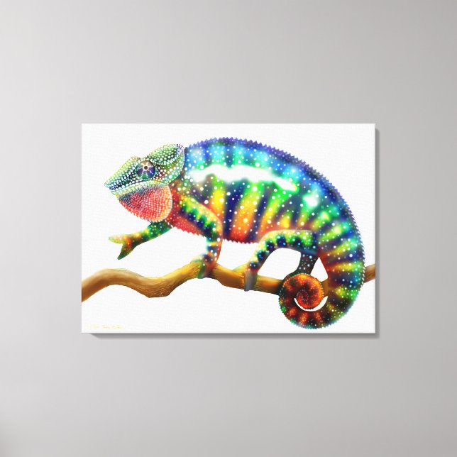 Canvas Colorida Panther Chameleon Lizard (Frente)