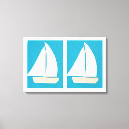 Canvas com embarcações à vela num fundo turquesa