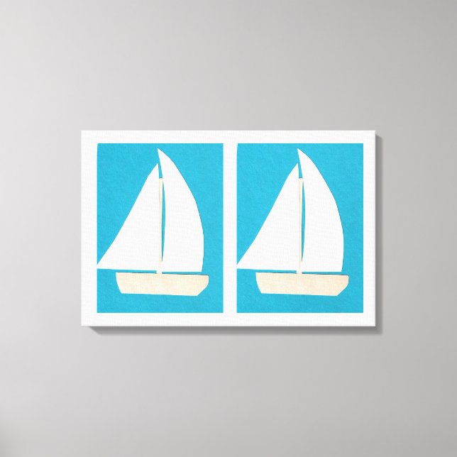 Canvas com embarcações à vela num fundo turquesa (Frente)