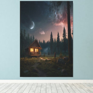 Canvas Cósmica de Lua - Decoração Celestial de Par