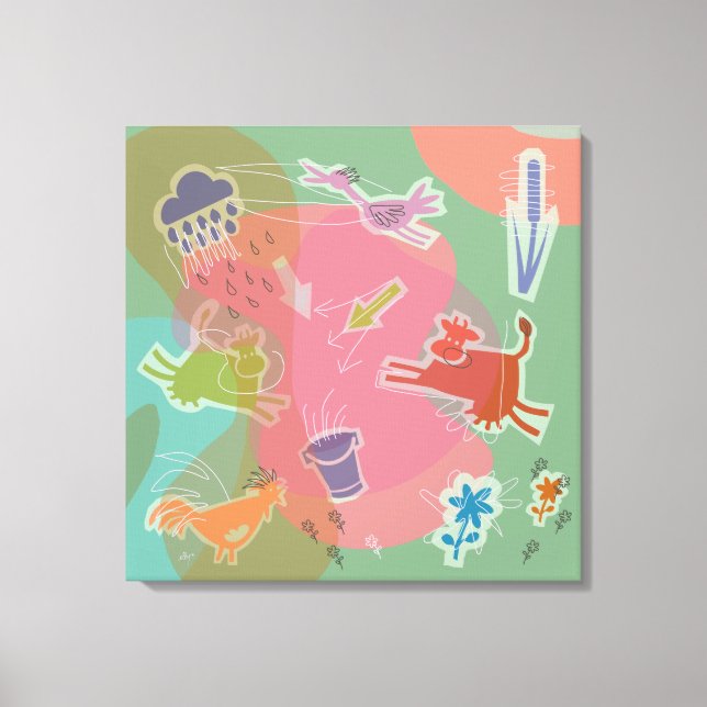 Canvas cow chicken bird (Frente)