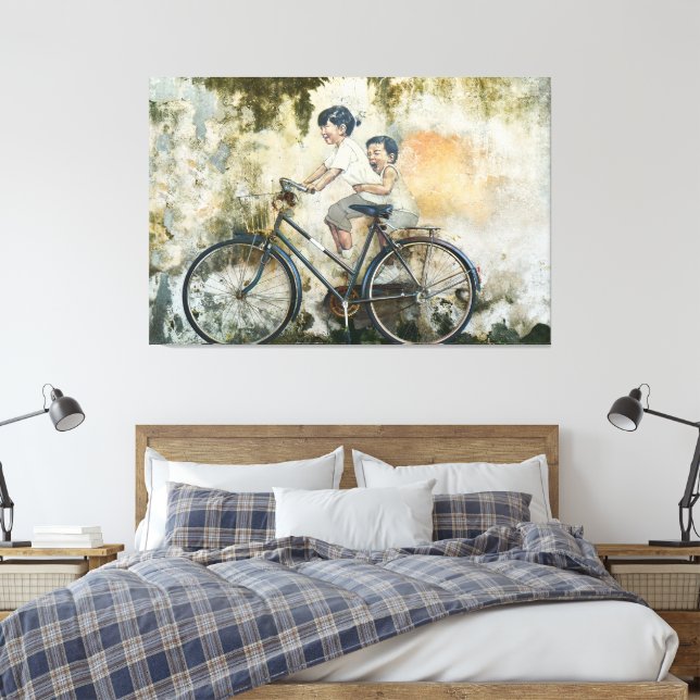 canvas 'Crianças numa Bicicleta' de 60" x 40" (Insitu(Quarto))