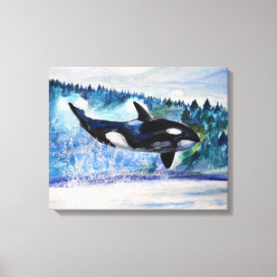 Canvas da aguarela da baleia da orca