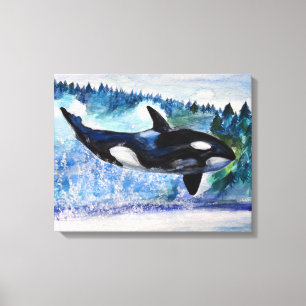 Canvas da aguarela da baleia da orca