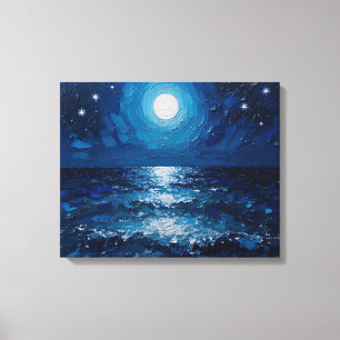Canvas da Noite do Oceano Lua Costeira