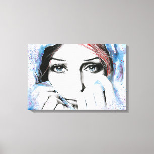 Canvas da pintura da aguarela do retrato da menina