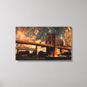 Canvas da ponte de Brookyn da noite estrelado