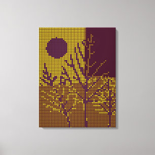 Canvas das luzes coloridas da árvore e da lua