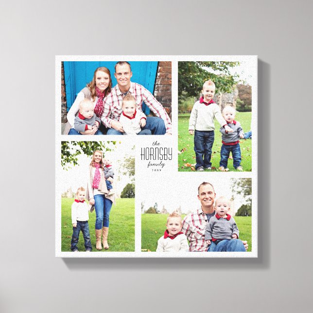 Canvas de 4 Fotografias da Família Personalizada Q (Frente)