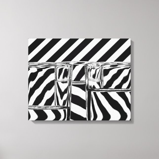Canvas de Abstrato de de faixas brancas e pretas (Frente)