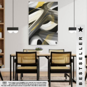 canvas de Abstrato de Tendência 24x36'', preto bra