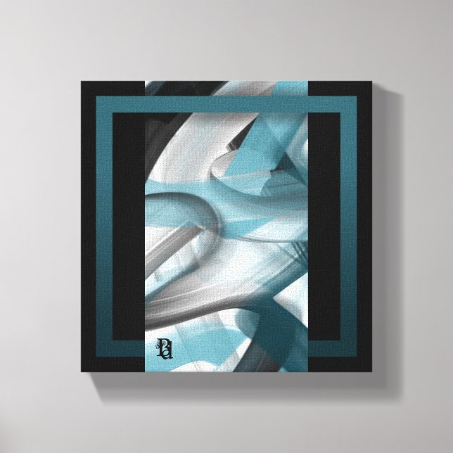 canvas de Abstrato de Tendência de 8x8" Azul branc (Frente)