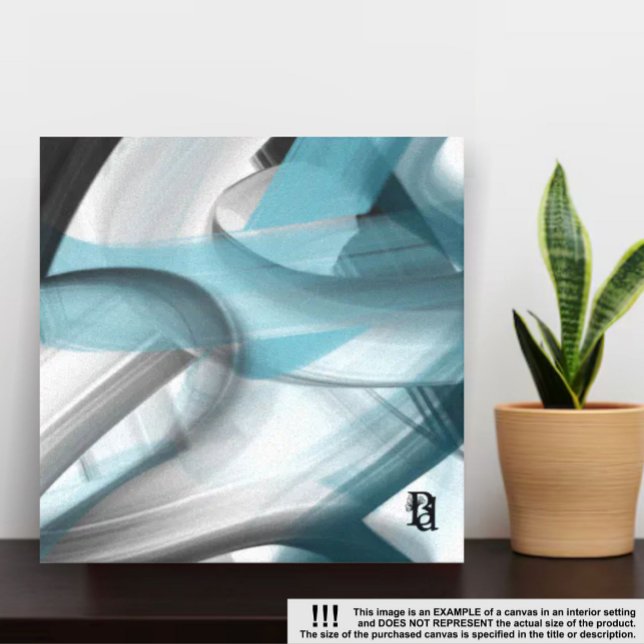 canvas de Abstrato de Tendência de 8x8" Azul branc (Criador carregado)