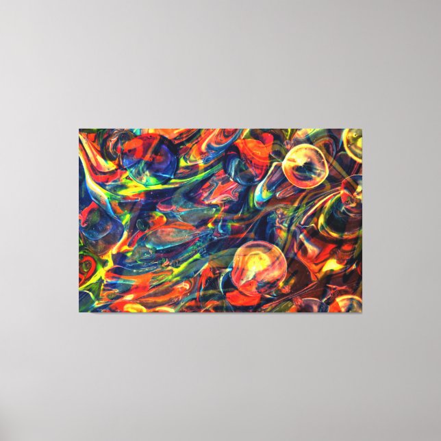 Canvas de arte de Abstrato de bolhas multicores (Frente)