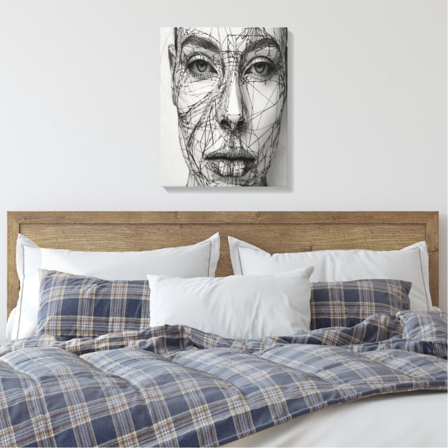 Canvas de Arte de Linha Minimalista | Abstrato Hum (Insitu(Quarto))