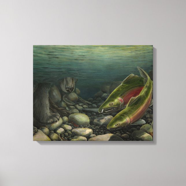 Canvas de Arte de Peixe Coho Salmão w. Impressão d (Frente)