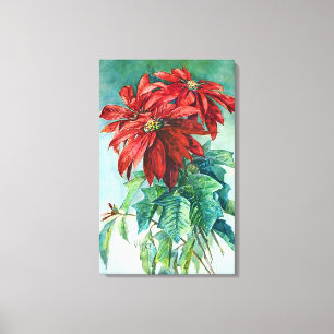 Canvas de Arte de Poinsettias Vintage
