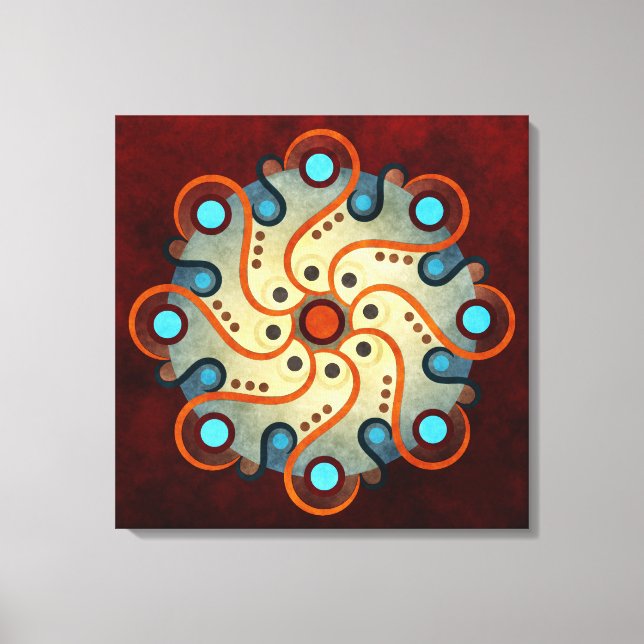 Canvas De Arte De Vetor De Abstrato Floral Azul Pr (Frente)