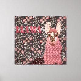 Canvas de Arte Floral Rosa Llama Brown Vintage