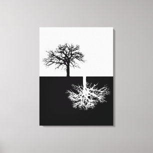 Canvas de arte modernas preto e branco da árvore