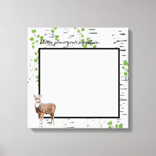 canvas de assinatura de 20"x20" Deer Doe Buck Wood