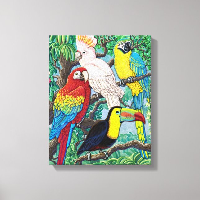 Canvas de aves tropicais (Frente)