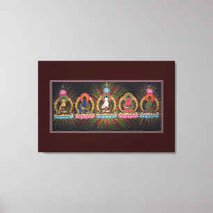 Canvas de cinco Dhyani Buddhas