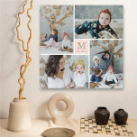 Canvas de Colagem de Fotografias do Monograma da F<br><div class="desc">Colagem de 4 fotos organizada em um layout minimalista com o quadrado central com a primeira letra/alfabeto do nome da sua família, impressão. Este simples impressão de arte minimalista e moderno é adequado para um bebê, um formando, um aniversário de marcos, um querido animal de estimação, um casamento ou qualquer...</div>