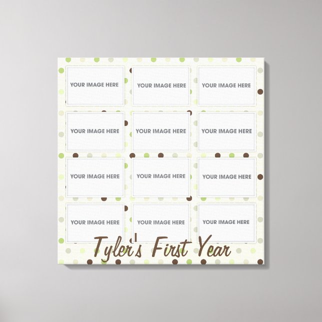 Canvas de Colagem de Fotos do Primeiro Ano do Bebê (Frente)