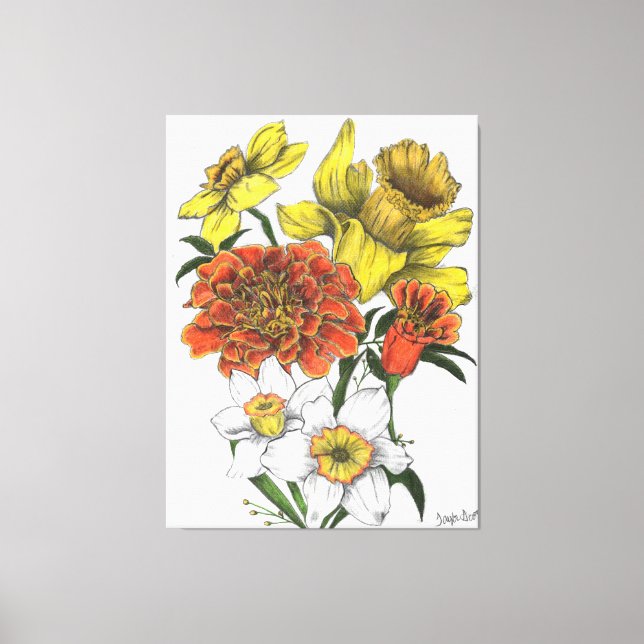 Canvas de cor Daffodil, Marigold e Narciso (Frente)